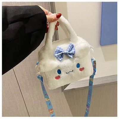 Kawaii Sanrio Plush Bag Kuromi Melody Cinnamoroll Cartoon Anime Handbag Crossbody Cosmetic Travel Storage Bags Women Girls Gifts Shoppers Synchrony