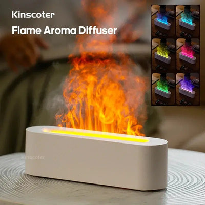 Essential Oil Aroma Diffuser, Flame Air Humidifier, Ultrasonic Fresh Mist, Diffuser with Realistic Fire RGB, Night Light Stone's Store