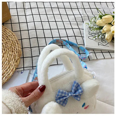 Kawaii Sanrio Plush Bag Kuromi Melody Cinnamoroll Cartoon Anime Handbag Crossbody Cosmetic Travel Storage Bags Women Girls Gifts Shoppers Synchrony
