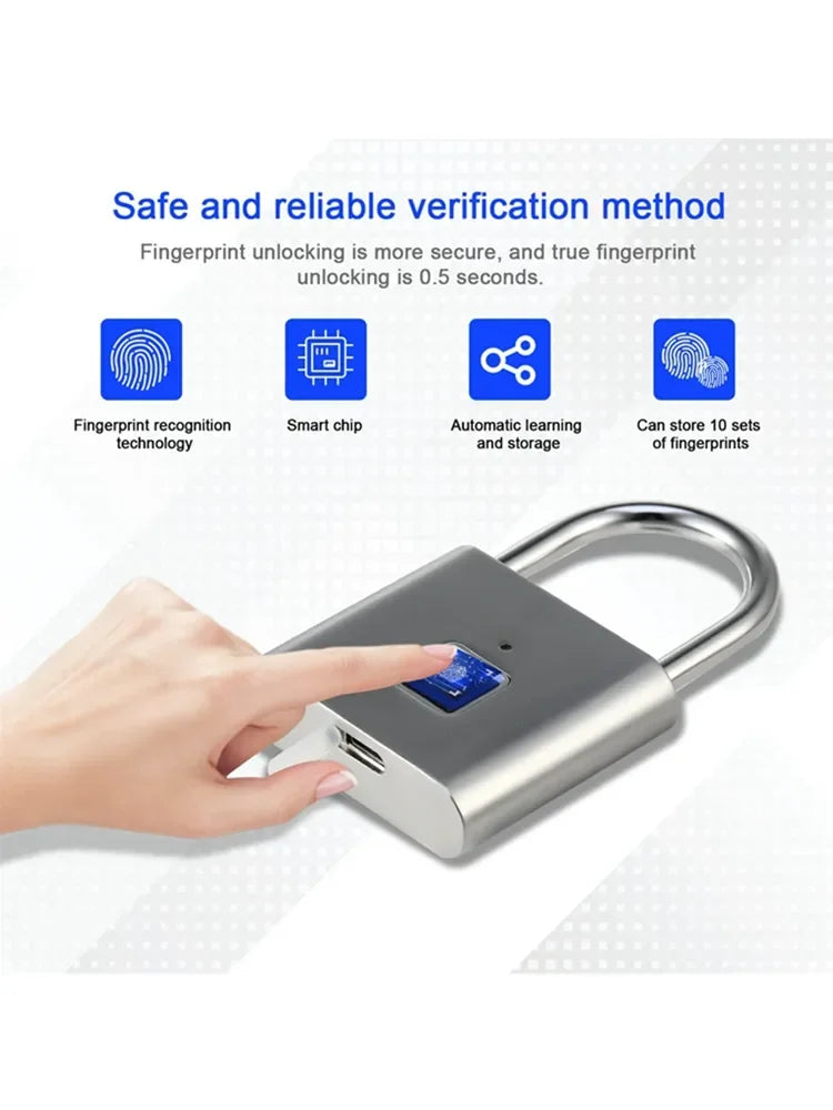 Smart Fingerprint Padlock Keyless Biometric Fingerprint Lock Electronics Door Lock Security Anti-theft Luggage Case Smart Locks Shoppers Synchrony