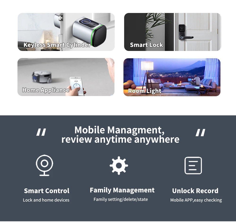 Smart Cylinder Lock With Tuya Bluetooth Fingerprint 13.56mhz IC Card Include CR123A Battery Easy Installation Replace S1 Shoppers Synchrony