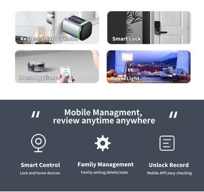 Smart Cylinder Lock With Tuya Bluetooth Fingerprint 13.56mhz IC Card Include CR123A Battery Easy Installation Replace S1 Shoppers Synchrony