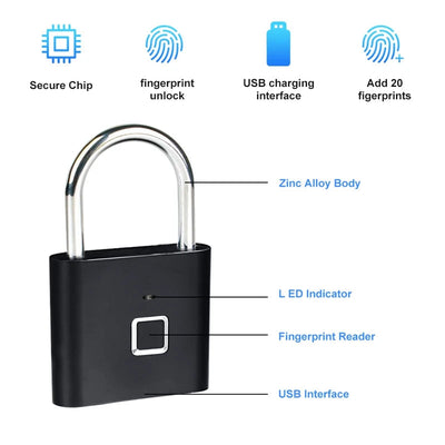 Smart Fingerprint Padlock Keyless Biometric Fingerprint Lock Electronics Door Lock Security Anti-theft Luggage Case Smart Locks Shoppers Synchrony