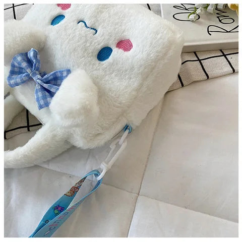 Kawaii Sanrio Plush Bag Kuromi Melody Cinnamoroll Cartoon Anime Handbag Crossbody Cosmetic Travel Storage Bags Women Girls Gifts Shoppers Synchrony