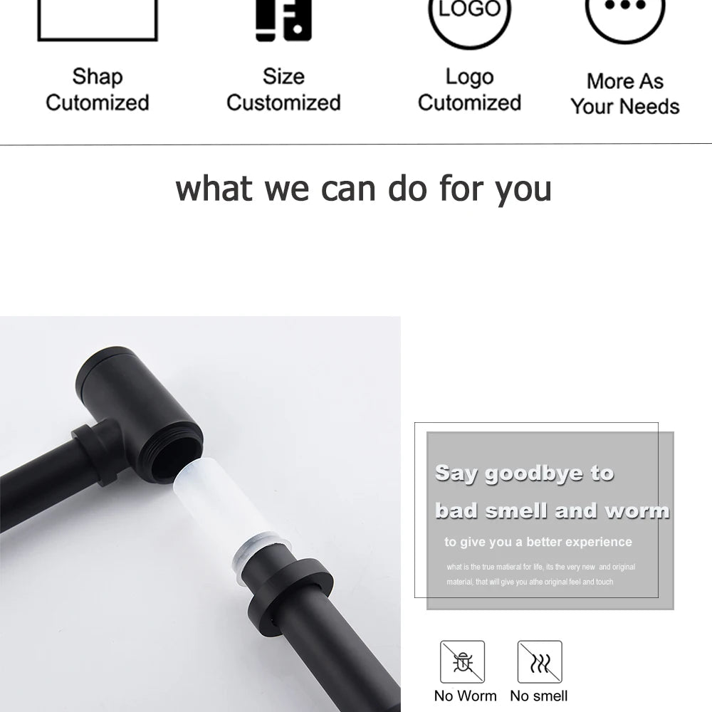 Black Bathroom Basin Bottle Trap Sink Waste Siphon Pipe Kits Toilet Deodorization Insect Stopper Drain Fittings Bathroom Basin Shoppers Synchrony