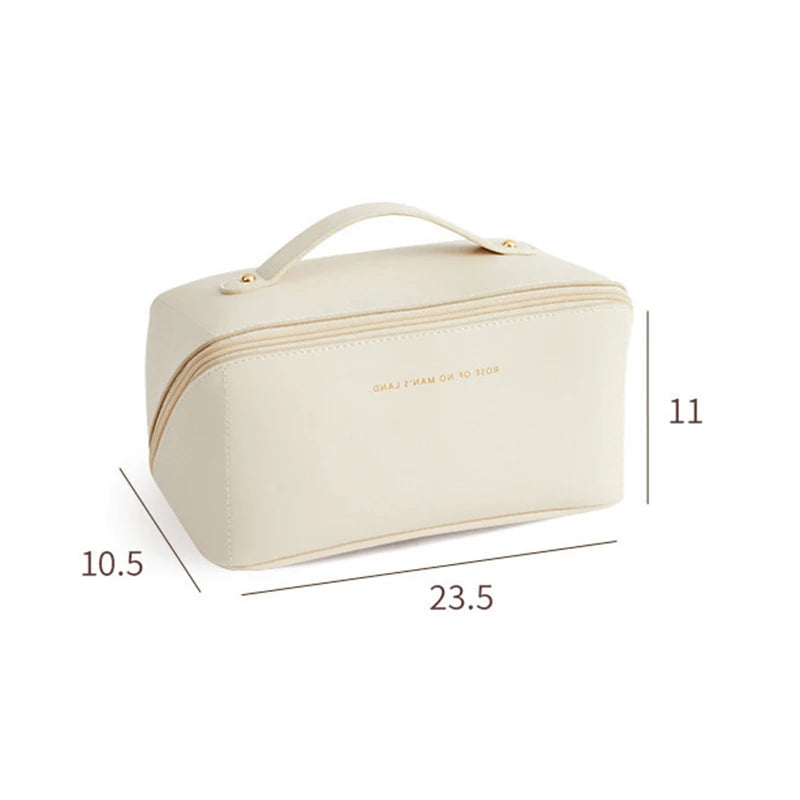 Cosmetic Bag PU Leather Large-capacity Travel Cosmetics Storage Bags Women Portable Handbag Multifunction Waterproof Washing Bag Shoppers Synchrony