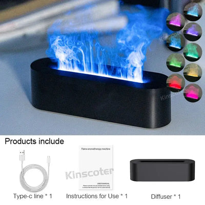 Essential Oil Aroma Diffuser, Flame Air Humidifier, Ultrasonic Fresh Mist, Diffuser with Realistic Fire RGB, Night Light Stone's Store