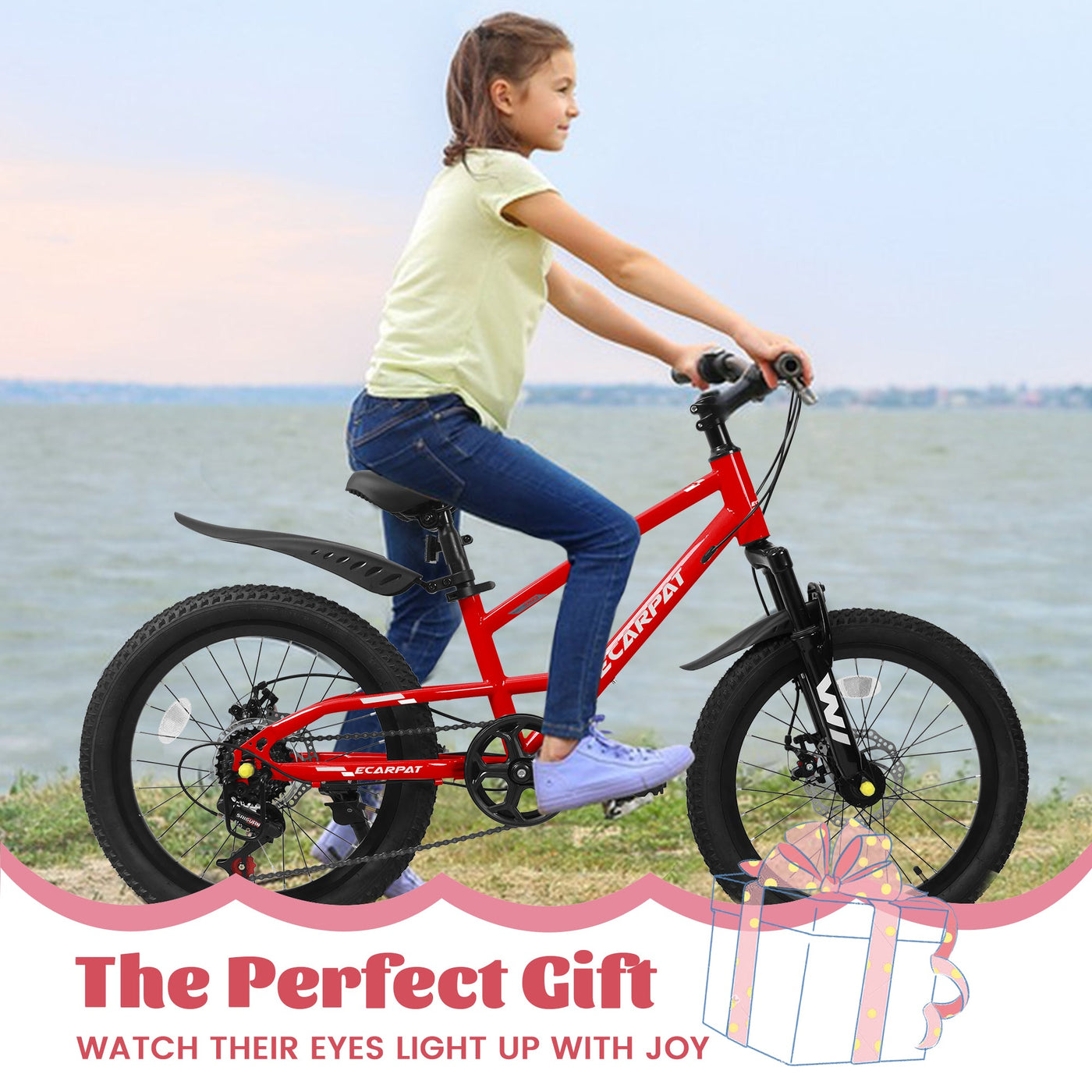 A20184 20 Inch Mountain Kids Bike For Boys & Girls, Ages 6-12, 7-Speed With Front Suspension null