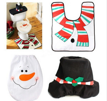 Christmas Style Printed Bathroom Toilet Set null