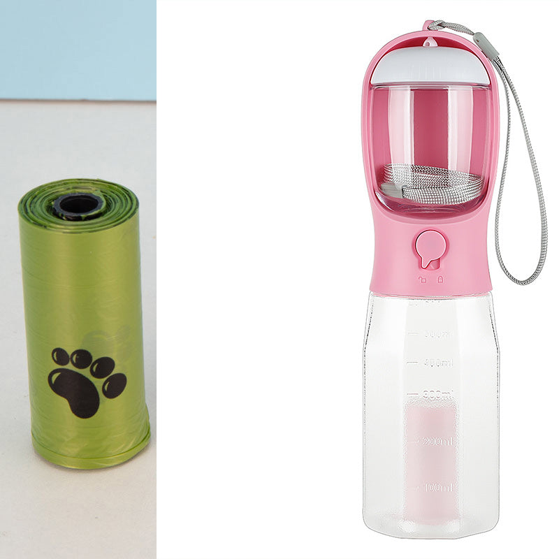 Portable Cat Dog Water Bottle Food Feeder Drinker Poop Dispenser 3 In 1 Leak-proof Multifunctional Dog Water Bottle Pet Products null