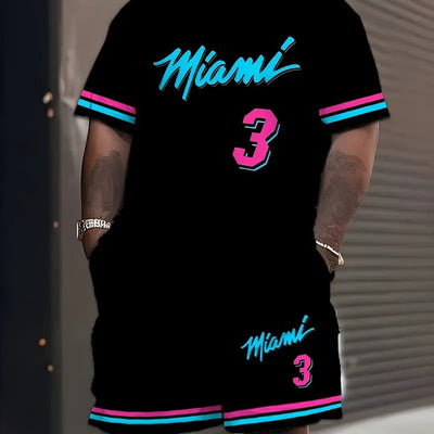 Men's Creative Casual 3d Printed T-shirt Shorts Two-piece Suit null