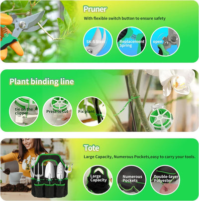 Heavy Duty Garden Tools 9Pieces Set - Rust Proof, Ergonomic Gardening Hand Tools Garden Gifts For Mom And Dad Shoppers Synchrony