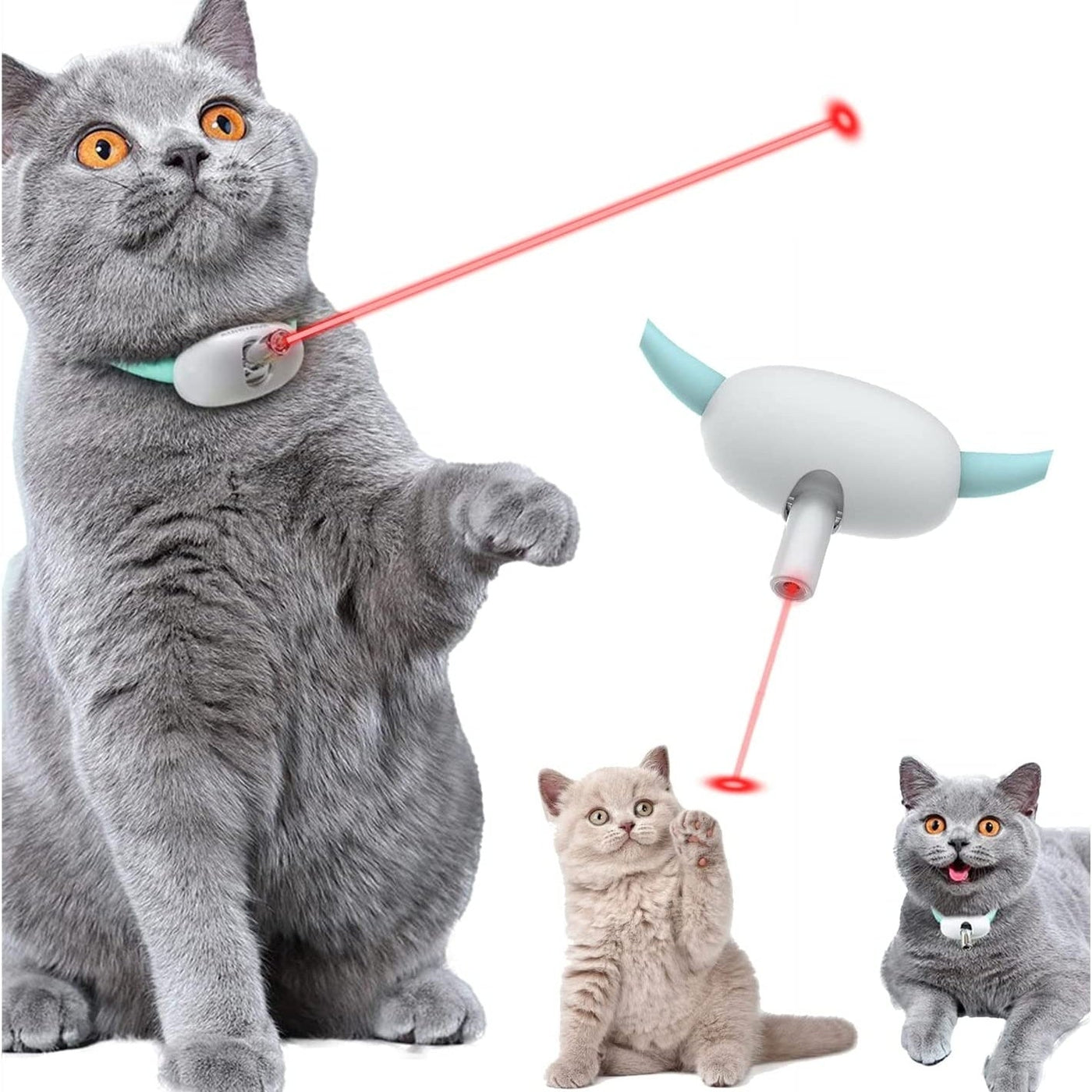 Automatic Cat Toy Smart Laser Teasing Cat Collar Electric USB Charging Kitten Amusing Toys Interactive Training Pet Items null