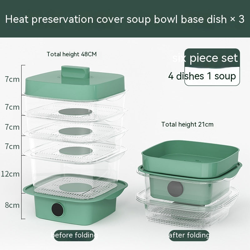 Multi-layer Dish Cover Heat Preservation Kitchen Cover Dining Table Leftover Storage Box Transparent Stack Cooking Hood Steamer null