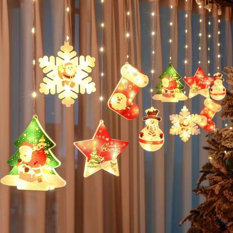 Painted Christmas Curtain Lights Holiday Layout Rubber-covered Wire Ambience Light null