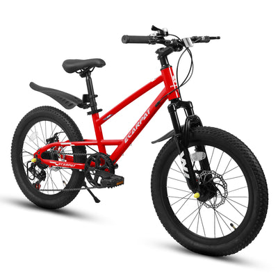 A20184 20 Inch Mountain Kids Bike For Boys & Girls, Ages 6-12, 7-Speed With Front Suspension null