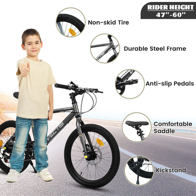 A20183 Kids Bike For 6-12 Years Old, 20 Inch Children's Bicycle For Boys Girls, 7-Speed Steel Frame, , Dual Disc Brakes, 20x1.75 Inch Tires Road Bike, 4 Color Options null