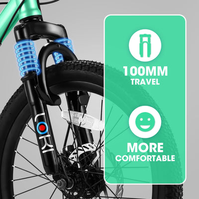 S20101 20 Inch Kids' Bike, Boys Girls Mountain Bike Ages 6-12, 7 Speed Teenager Children Kids' Bicycles, Front Suspension Disc Brake Rear V-Brake, High Steel Frame null