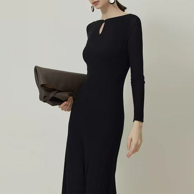 French Water Drop Collar Woolen Skirt Autumn And Winter New Base null