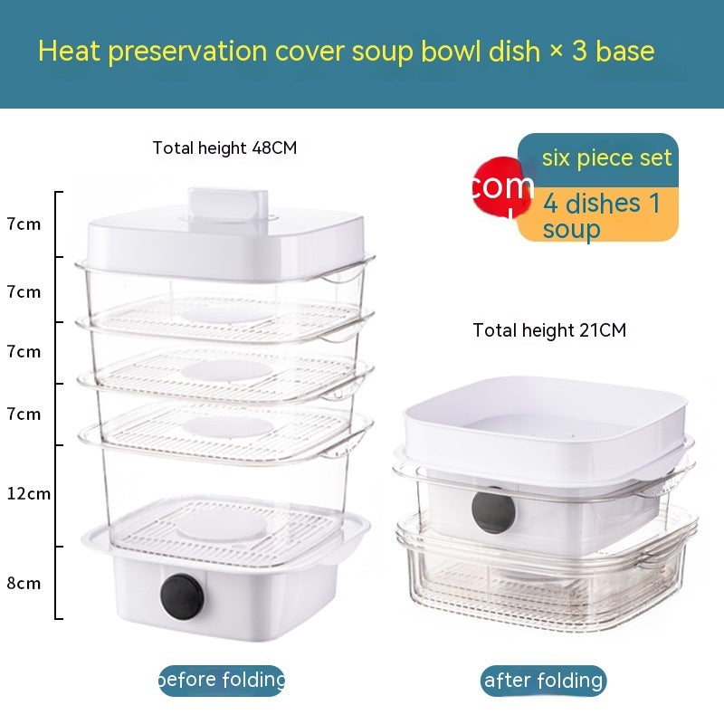 Multi-layer Dish Cover Heat Preservation Kitchen Cover Dining Table Leftover Storage Box Transparent Stack Cooking Hood Steamer null