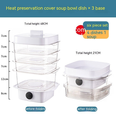 Multi-layer Dish Cover Heat Preservation Kitchen Cover Dining Table Leftover Storage Box Transparent Stack Cooking Hood Steamer null