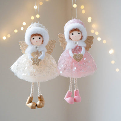 Christmas Winter Mesh Angel Big Eyes Girl Pendant null