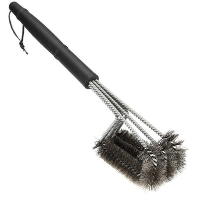 18-inch Three-head Barbecue Grill Cleaning Brush Steel Wire Oven Outdoor BBQ Tools null