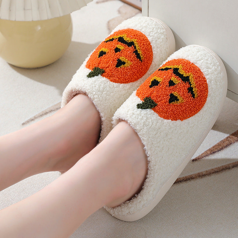 Halloween Pumpkin Cartoon Slippers Warm Winter Slippers Men And Women Couples Indoor House Shoes null