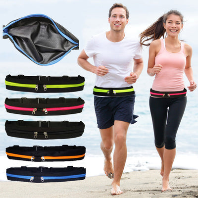 Sports Waist Bag With Double Pocket Slim Zip Running Phone Belt Bags null