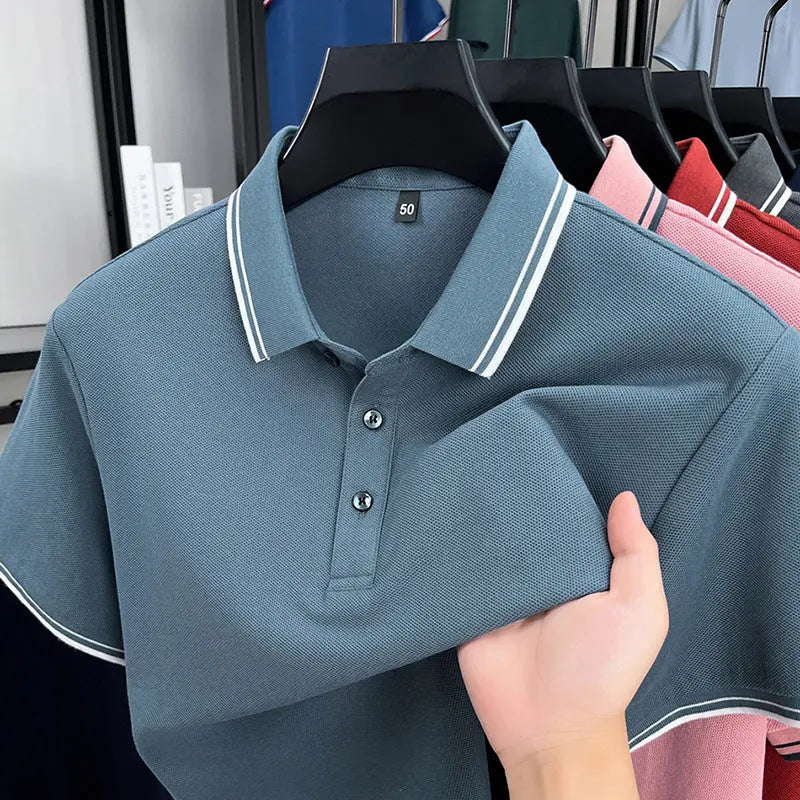 Summer Lapel Mercerized Cotton T-shirt Loose Breathable null