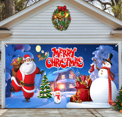 Christmas Background Hanging Cloth Garage Door Patch Holiday Party null