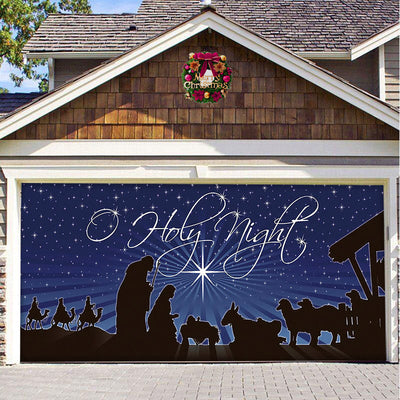 Christmas Background Hanging Cloth Garage Door Patch Holiday Party null