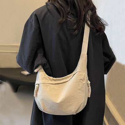Washed Wrinkled Nylon Shoulder Travel Messenger Bag null