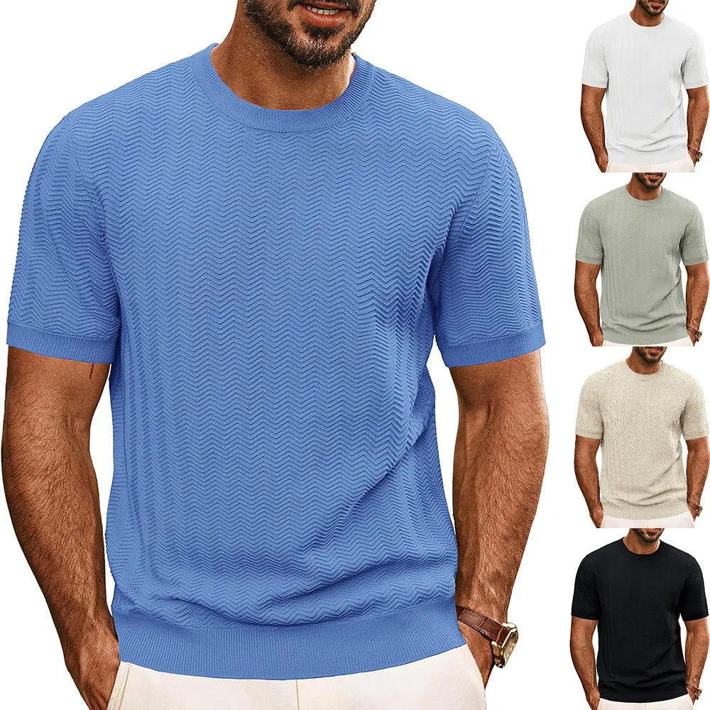 Men's Summer Hollow Breathable Sweater Solid Color T-shirt null