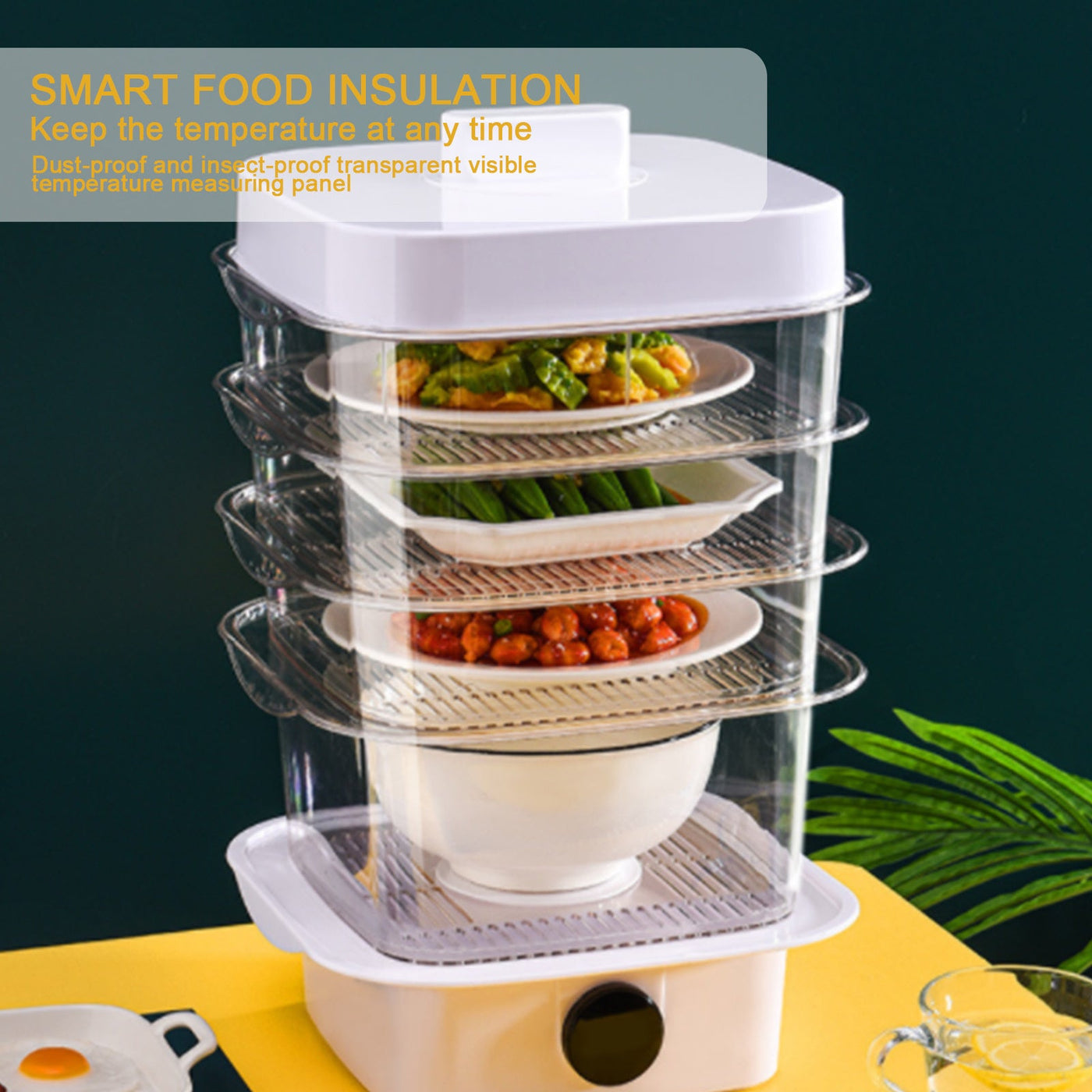 Multi-layer Dish Cover Heat Preservation Kitchen Cover Dining Table Leftover Storage Box Transparent Stack Cooking Hood Steamer null
