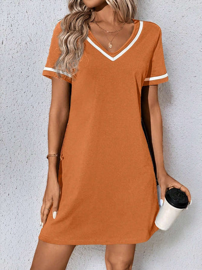 Women's Dress Black V-neck Casual Short Sleeve Dress null