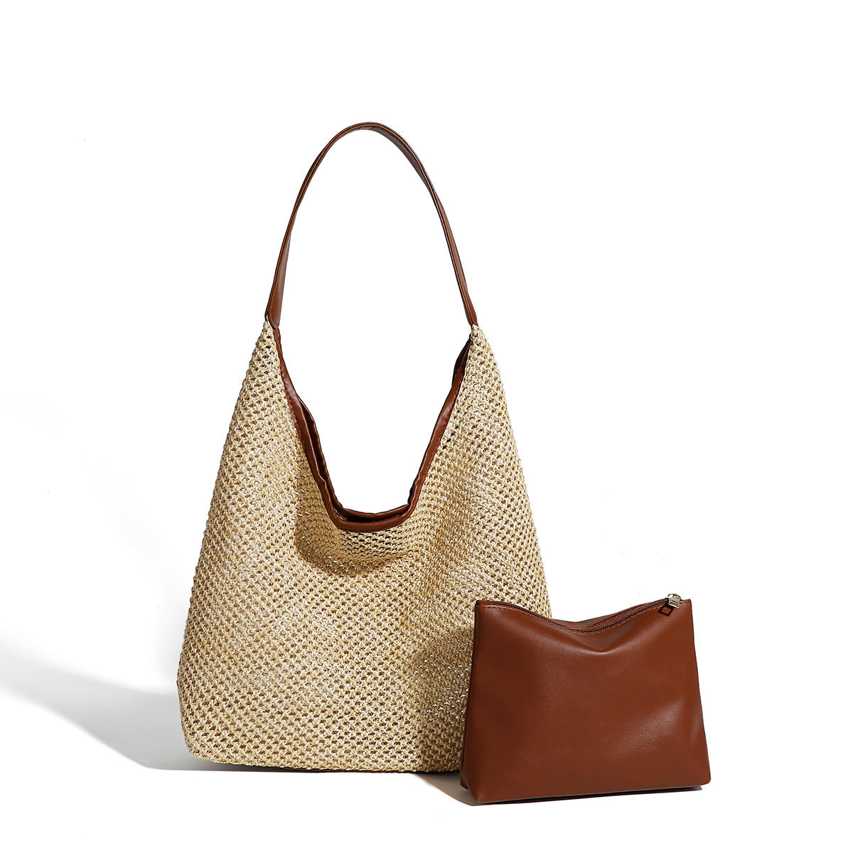 Retro Straw Woven Tote Bag Shoulder Large Capacity Beach Bag null