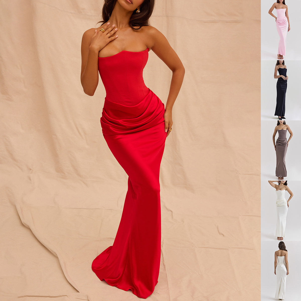 Slim Tube Top Long Dress Sexy Fashion Bandeau Backless Party Evening Dresses For Women Clothing null