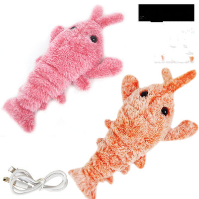 Pet Toys Electric Jumping Shrimp USB Charging Simulation Lobster Funny Cat Plush Pets Toy null