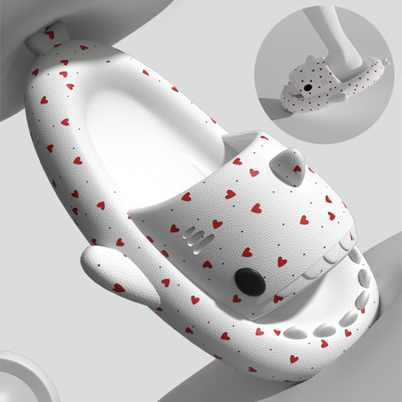 Lovers Shark Slippers Heart Print Shoes Women Men null