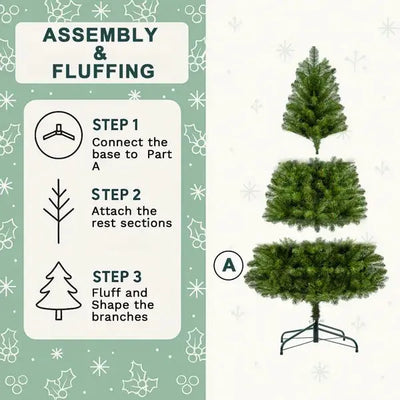 7FT Unlit Artificial Christmas Tree With 775 Tips, Full PVC Branches, Classic Green Holiday Tree With Sturdy Metal Stand For Indoor Home Decoration null