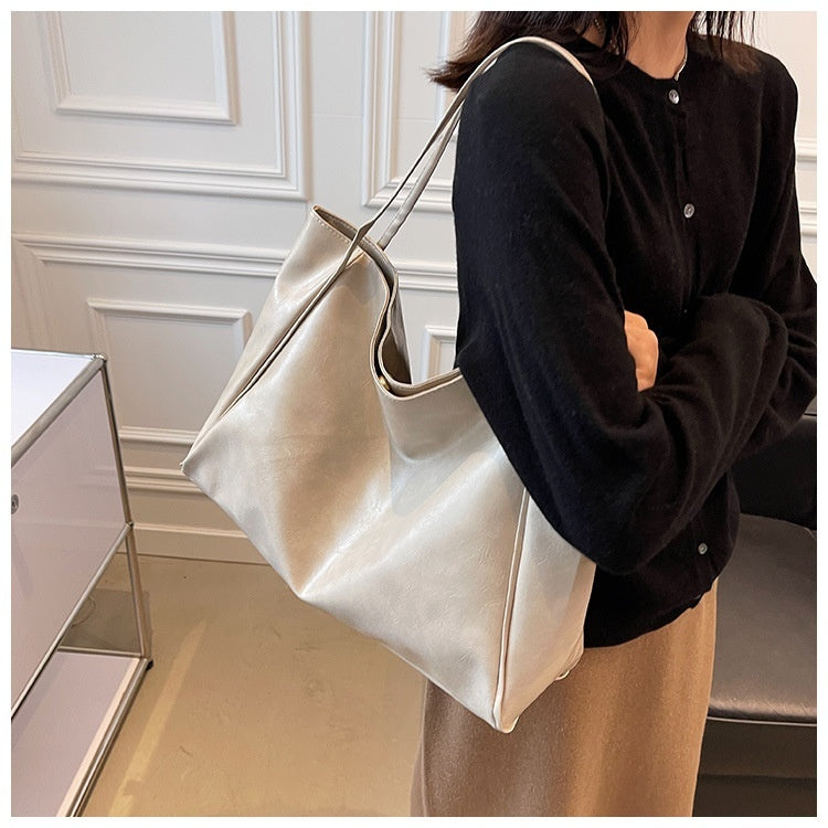 Vintage Women's Tote Bag Athletic Casual Fashion Large Capacity Leather Shoulder Bag Shopper Harajuku Simple Handbag null