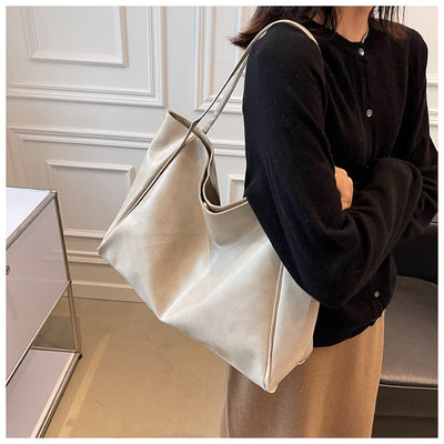 Vintage Women's Tote Bag Athletic Casual Fashion Large Capacity Leather Shoulder Bag Shopper Harajuku Simple Handbag null