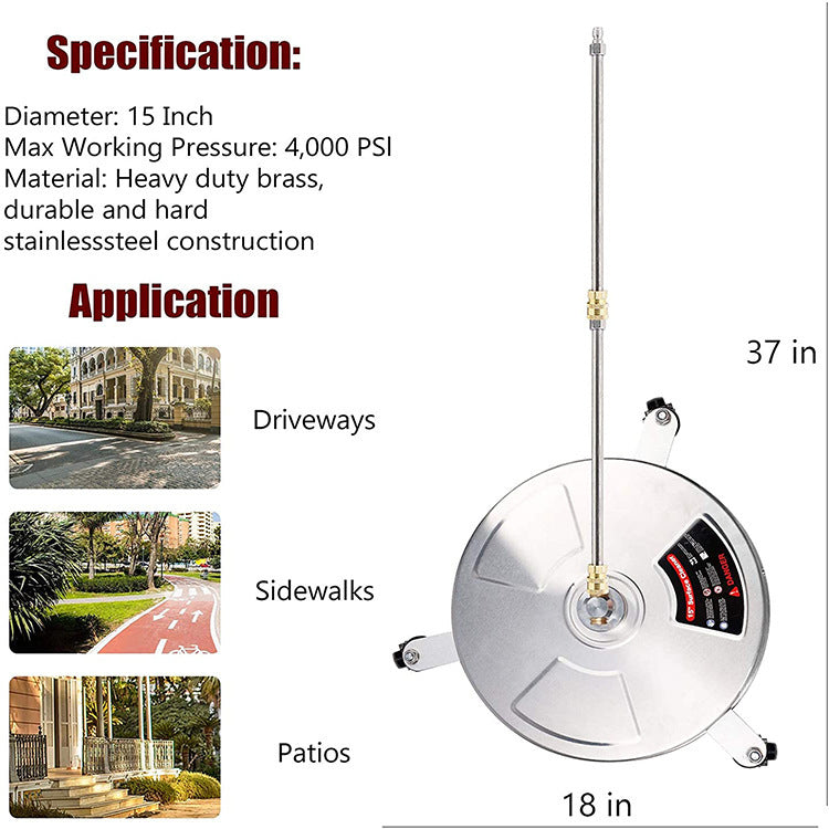 High Pressure Stainless Steel 3-wheel Extended Pole Floor Cleaner null