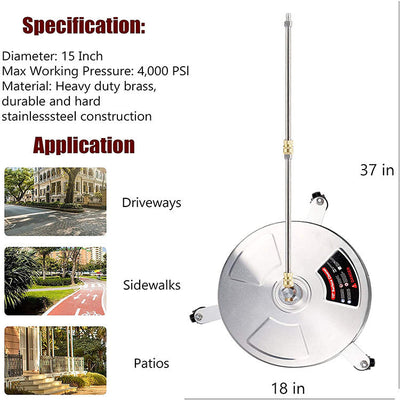 High Pressure Stainless Steel 3-wheel Extended Pole Floor Cleaner null