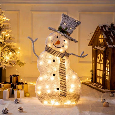 1Pc LED Christmas Snowman Decoration Light Collapsible Battery Operated Lighted Snowman Indoor Outdoor Garden Light With Removable Hands Scarf null