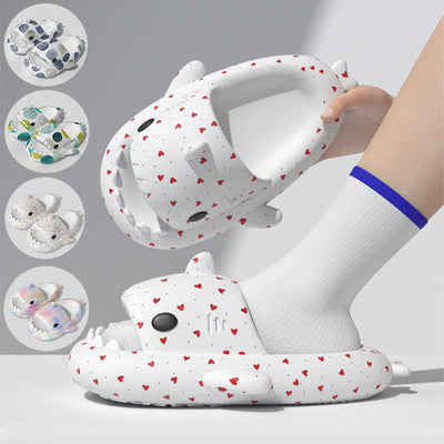 Lovers Shark Slippers Heart Print Shoes Women Men null