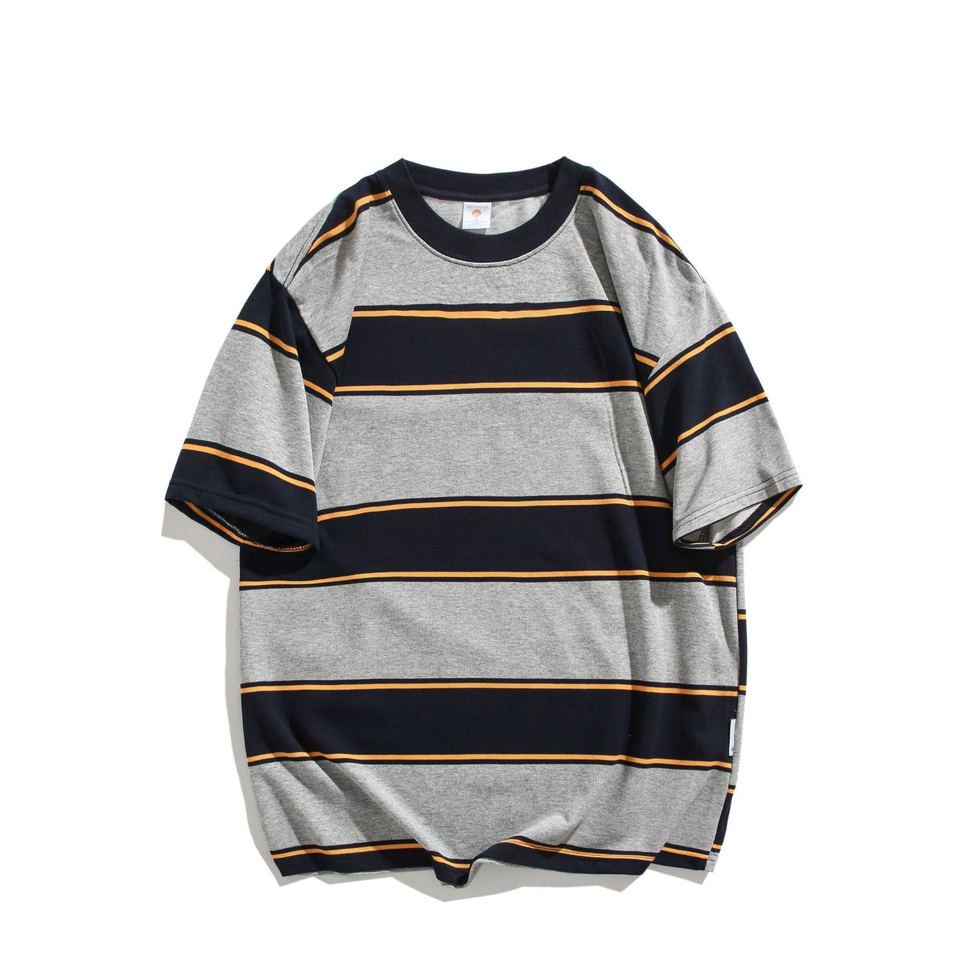 Cotton Round Neck Striped Off-shoulder Short Sleeve null