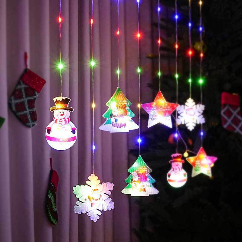 Painted Christmas Curtain Lights Holiday Layout Rubber-covered Wire Ambience Light null