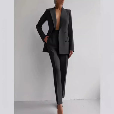 Casual Suits Fashion Long Sleeve Single-breasted Jacket Top And Slim Fit Trousers Women's Business Suits null